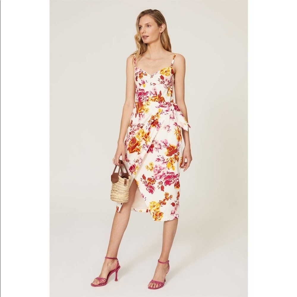 Great Jones White Pink Floral Printed Tank Midi Dress